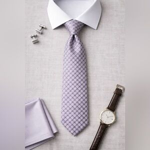 Nicole Miller New York Lavender Check Silk Tie Mens Classic Necktie 3.5”